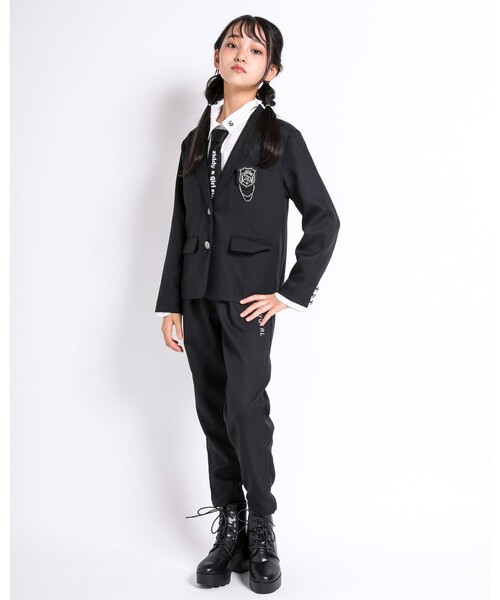 ZIDDY(ジディ)の「【 ニコ☆プチ 掲載 】チェーン ワッペン 付き テーラード ジャケット (130~160cm)(テーラードジャケット・キッズ・ブラック・130/140/150/160)」の14枚目の写真