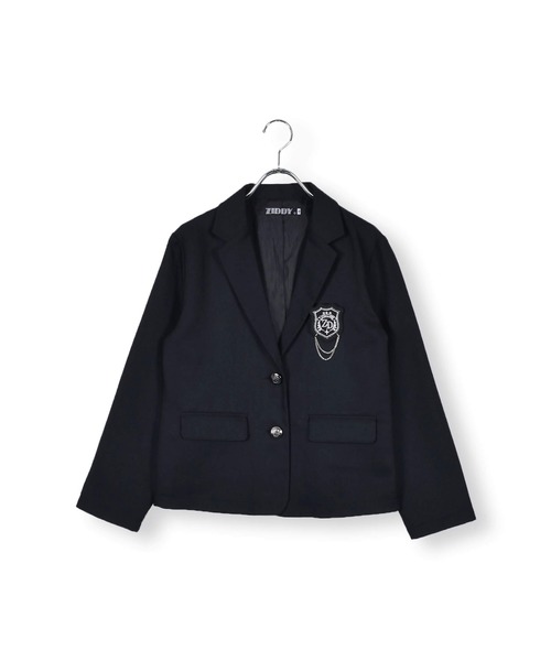 ZIDDY(ジディ)の「【 ニコ☆プチ 掲載 】チェーン ワッペン 付き テーラード ジャケット (130~160cm)(テーラードジャケット・キッズ・ブラック・130/140/150/160)」の6枚目の写真