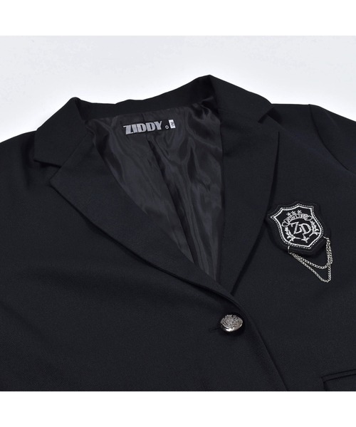ZIDDY(ジディ)の「【 ニコ☆プチ 掲載 】チェーン ワッペン 付き テーラード ジャケット (130~160cm)(テーラードジャケット・キッズ・ブラック・130/140/150/160)」の8枚目の写真
