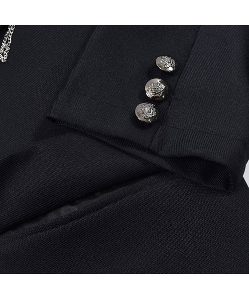 ZIDDY(ジディ)の「【 ニコ☆プチ 掲載 】チェーン ワッペン 付き テーラード ジャケット (130~160cm)(テーラードジャケット・キッズ・ブラック・130/140/150/160)」の12枚目の写真