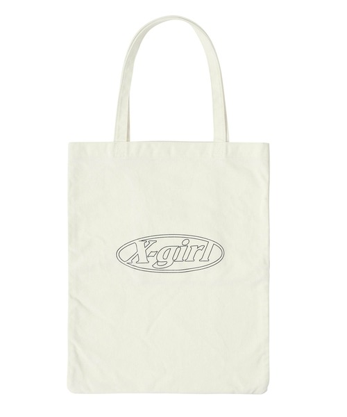 X-girl（エックスガール）の「LINE OVAL LOGO TOTE BAG（トートバッグ・レディース・ブラック/ホワイト/ピンク・ONE SIZE）」の12枚目の写真