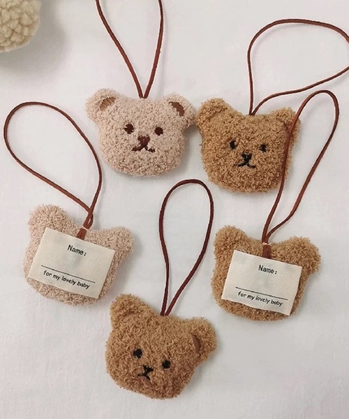 hymy-ヒュミュ- 】 もこもこ くまちゃん ネームタグ / ストラップ