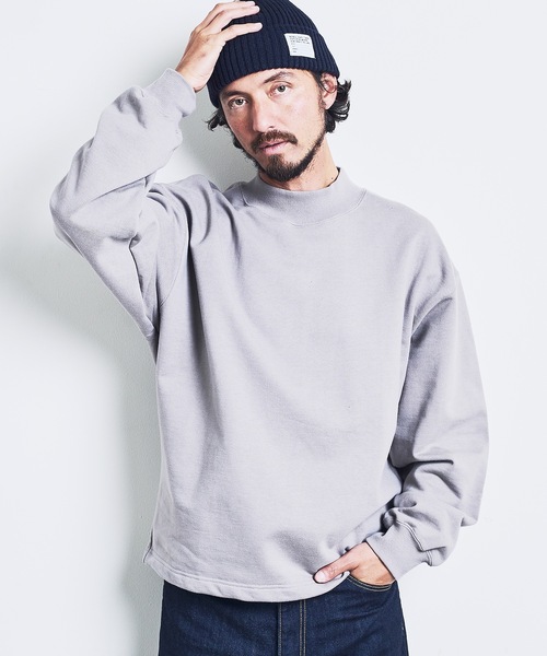 Magine（マージン）の「URAKE MOCK NECK SWEAT:裏毛 モックネック スウェット ロングスリーブ 23SS（スウェット・メンズ・グレー/グレイッシュベージュ/ブラック/オリーブ・44/46/48）」の3枚目の写真