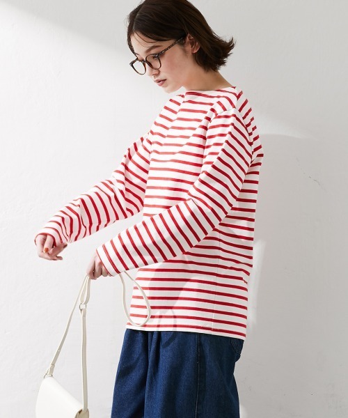 Le temps riche(ルタンリッシュ)の「バスクボーダーロングスリーブTシャツ<Le temps riche>(Tシャツ/カットソー・レディース・ホワイト×ブルー/ホワイト×ネイビー/ホワイト×レッド・M/L/LL)」の2枚目の写真