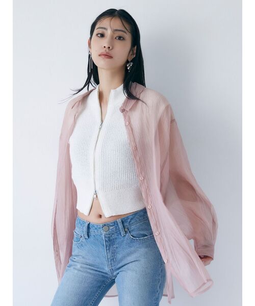 MURUA(ムルーア)の「シアーシャイニーボリュームシャツ(シャツ/ブラウス・レディース・ホワイト/グレー/ブラック/ピンク/ブルー/ブラウン・FREE)」の10枚目の写真