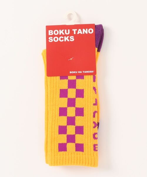 BOKU HA TANOSII（ボク　ハ　タノシイ）の「【BOKU HA TANOSII】チェッカーソックス/kids19-21cm（ソックス/靴下・キッズ・ブラック/グリーン/パープル・19-21cm）」の4枚目の写真