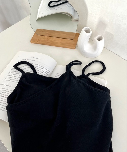 prose verse（プロズヴェール）の「アシメレイヤードカップ付きキャミ（キャミソール・レディース・ブラック/オフホワイト・ﾌﾘ-）」の7枚目の写真