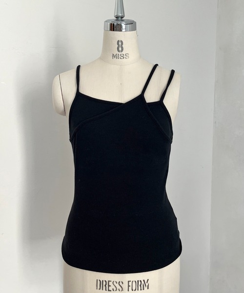 prose verse（プロズヴェール）の「アシメレイヤードカップ付きキャミ（キャミソール・レディース・ブラック/オフホワイト・ﾌﾘ-）」の8枚目の写真