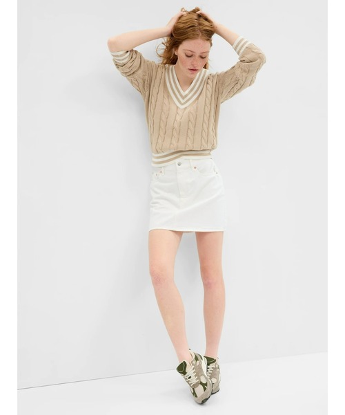 GAP（ギャップ）の「ウォッシュウェル デニム ミニスカート（デニムスカート・レディース・ライトインディゴブルー/ホワイト・24/25/27/28/23/26/29）」の5枚目の写真