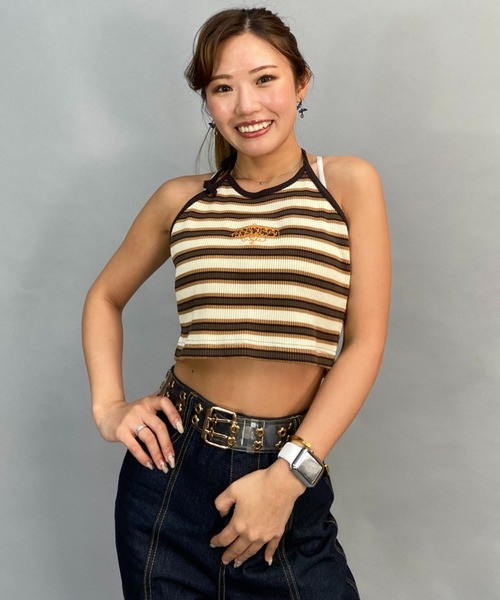DC(ディーシー)の「DC/ディーシー TELECO SLEEVELESS23 ウィメンズ テレコ スリーブレス ショート丈 セットアップ対応 LSL232404(タンクトップ・レディース・ブラウン/グリーン/ブラック/ブルー・S/M)」の3枚目の写真