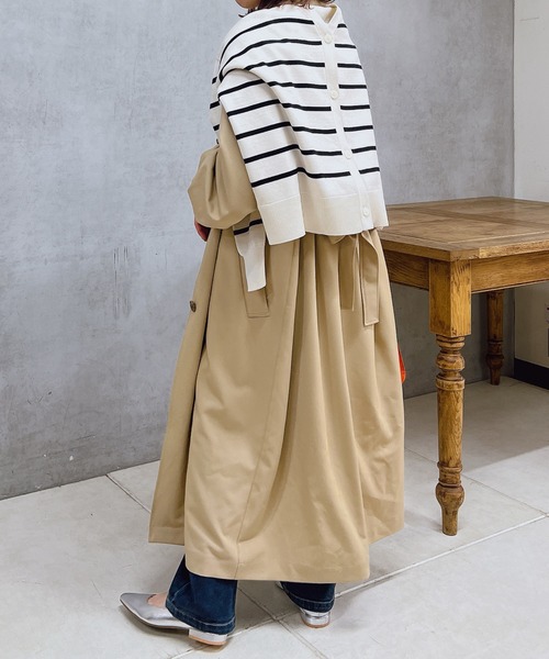 un dix cors（アンディコール）の「スタンドカラートレンチコート（トレンチコート・レディース・ピンク/ベージュ/ネイビー・FREE）」の10枚目の写真
