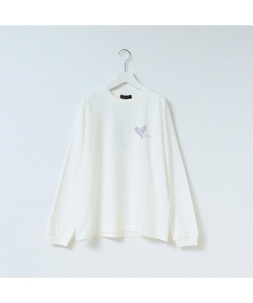 Reflect(リフレクト)の「【WORLD for the World/洗える】ハートロングスリーブTシャツ(Tシャツ/カットソー・レディース・ブラック/ライトパープル・09)」の1枚目の写真