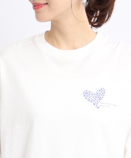 Reflect(リフレクト)の「【WORLD for the World/洗える】ハートロングスリーブTシャツ(Tシャツ/カットソー・レディース・ブラック/ライトパープル・09)」の7枚目の写真