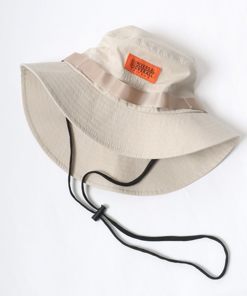 UNIVERSAL OVERALL（ユニバーサルオーバーオール）の「UNIVERSAL OVERALL/ユニバーサルオーバーオール Cotton Safari Hat/コットン サファリハット/アドベンチャーハット/バケットハット/ワンポイントロゴハット（ハット・メンズ・ブラック/ダークグリーン/アイボリー・FREE）」の8枚目の写真