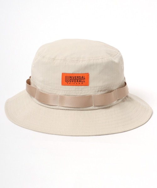 UNIVERSAL OVERALL（ユニバーサルオーバーオール）の「UNIVERSAL OVERALL/ユニバーサルオーバーオール Cotton Safari Hat/コットン サファリハット/アドベンチャーハット/バケットハット/ワンポイントロゴハット（ハット・メンズ・ブラック/ダークグリーン/アイボリー・FREE）」の4枚目の写真