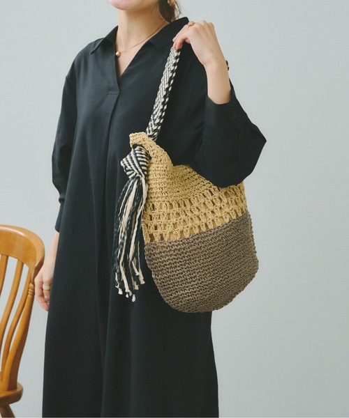 Chez toi（シェトワ）の「メッシュテープハンドルワンショルBAG（ショルダーバッグ・レディース・ブルー/ベージュ/ブラック・FREE）」の3枚目の写真