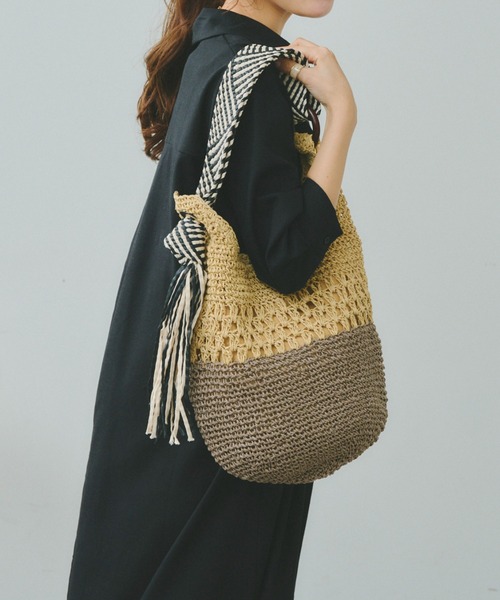 Chez toi（シェトワ）の「メッシュテープハンドルワンショルBAG（ショルダーバッグ・レディース・ブルー/ベージュ/ブラック・FREE）」の13枚目の写真