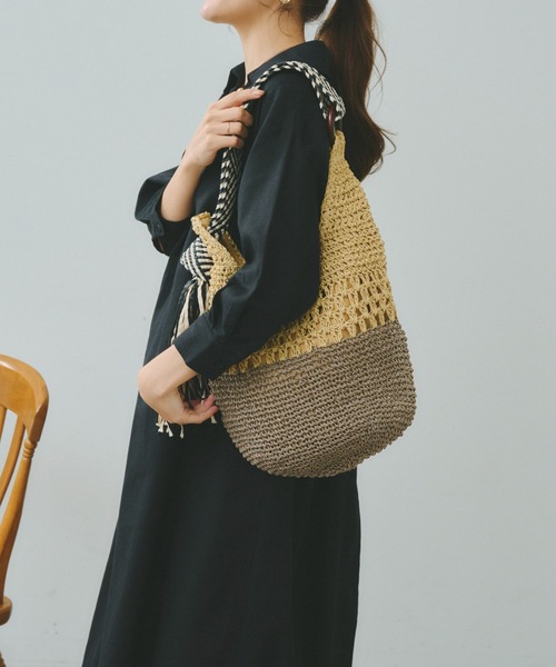 Chez toi（シェトワ）の「メッシュテープハンドルワンショルBAG（ショルダーバッグ・レディース・ブルー/ベージュ/ブラック・FREE）」の12枚目の写真