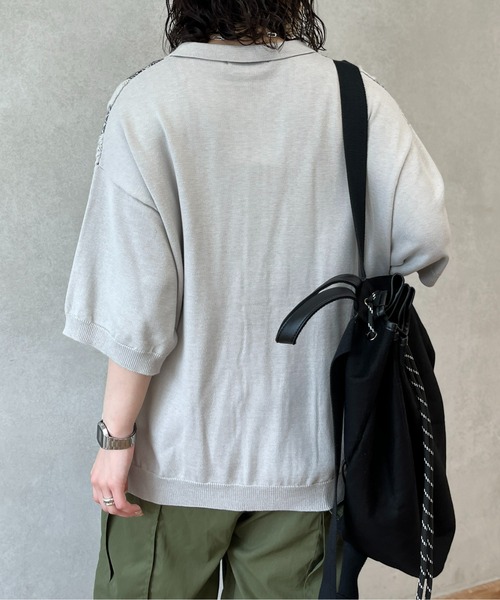 CPCM（シーピーシーエム）の「ジャガード半袖ニットポロカーディガン（カーディガン/ボレロ・メンズ・ベージュ/グレー/ブラック・LARGE/MEDIUM）」の16枚目の写真