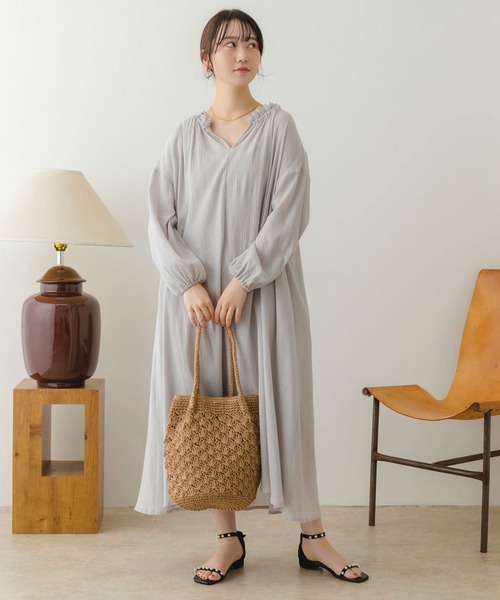 RODE SKO(ロデスコ)の「ペーパーショルダートートバッグ(かごバッグ・レディース・グレー/ナチュラル/カーキ・ONE)」の7枚目の写真