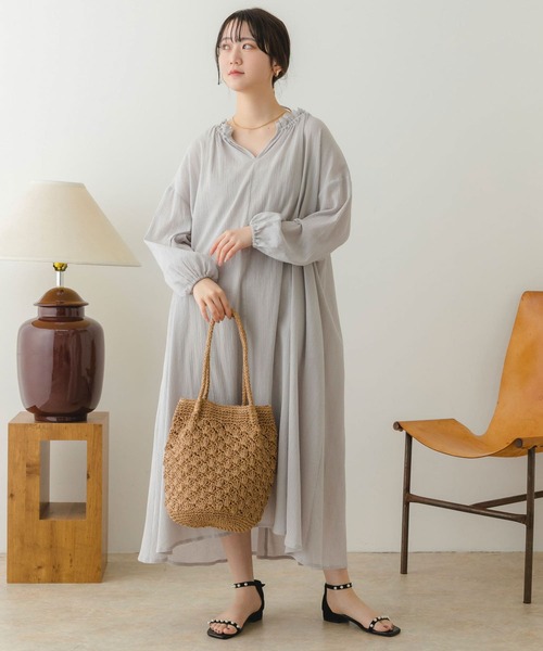 RODE SKO(ロデスコ)の「ペーパーショルダートートバッグ(かごバッグ・レディース・グレー/ナチュラル/カーキ・ONE)」の8枚目の写真