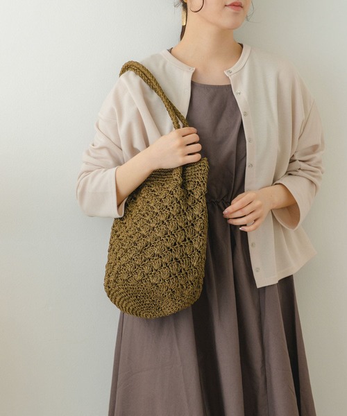 RODE SKO(ロデスコ)の「ペーパーショルダートートバッグ(かごバッグ・レディース・グレー/ナチュラル/カーキ・ONE)」の12枚目の写真