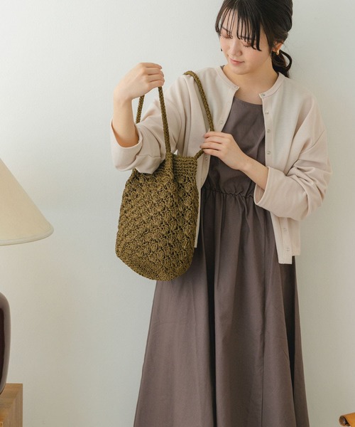 RODE SKO(ロデスコ)の「ペーパーショルダートートバッグ(かごバッグ・レディース・グレー/ナチュラル/カーキ・ONE)」の13枚目の写真