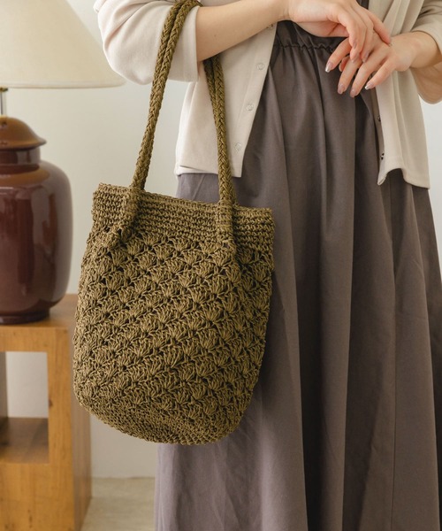 RODE SKO(ロデスコ)の「ペーパーショルダートートバッグ(かごバッグ・レディース・グレー/ナチュラル/カーキ・ONE)」の15枚目の写真