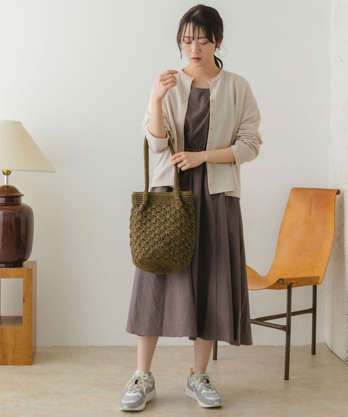RODE SKO(ロデスコ)の「ペーパーショルダートートバッグ(かごバッグ・レディース・グレー/ナチュラル/カーキ・ONE)」の17枚目の写真