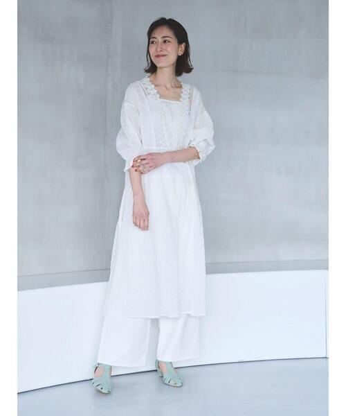 Green　Parks（グリーンパークス）の「I　胸元レース7分袖ワンピース（ワンピース・レディース・ブラック/オフホワイト・FREE）」の21枚目の写真