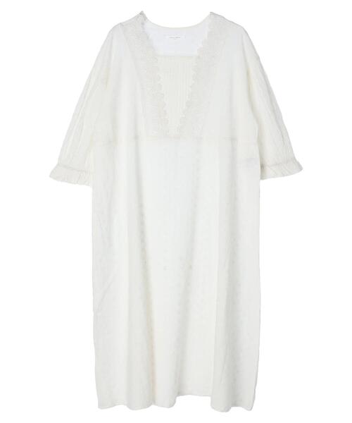 Green　Parks（グリーンパークス）の「I　胸元レース7分袖ワンピース（ワンピース・レディース・ブラック/オフホワイト・FREE）」の12枚目の写真