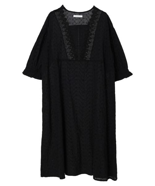 Green　Parks（グリーンパークス）の「I　胸元レース7分袖ワンピース（ワンピース・レディース・ブラック/オフホワイト・FREE）」の11枚目の写真