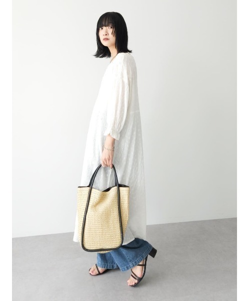 Green　Parks（グリーンパークス）の「I　胸元レース7分袖ワンピース（ワンピース・レディース・ブラック/オフホワイト・FREE）」の9枚目の写真