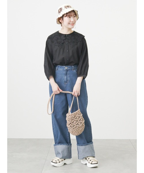 ehka sopo（エヘカソポ）の「レース襟ブラウス（シャツ/ブラウス・レディース・ブラック/オフホワイト/キナリ・ﾌﾘ-）」の4枚目の写真