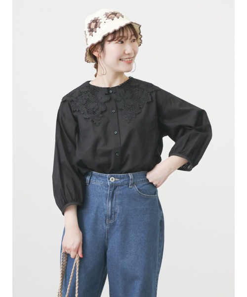 ehka sopo（エヘカソポ）の「レース襟ブラウス（シャツ/ブラウス・レディース・ブラック/オフホワイト/キナリ・ﾌﾘ-）」の9枚目の写真