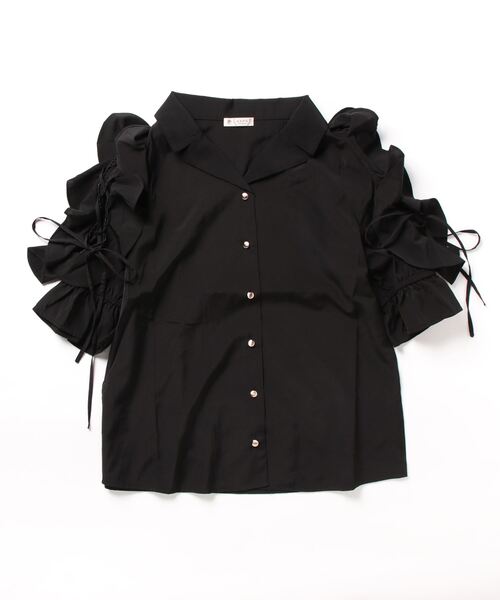 axes femme(アクシーズファム)の「レースアップフリル袖ブラウス(シャツ/ブラウス・レディース・イエロー/ホワイト/ブラック・FREE)」の5枚目の写真
