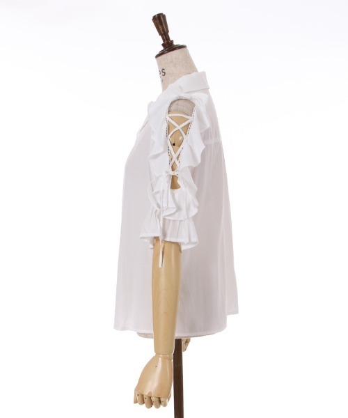 axes femme(アクシーズファム)の「レースアップフリル袖ブラウス(シャツ/ブラウス・レディース・イエロー/ホワイト/ブラック・FREE)」の9枚目の写真