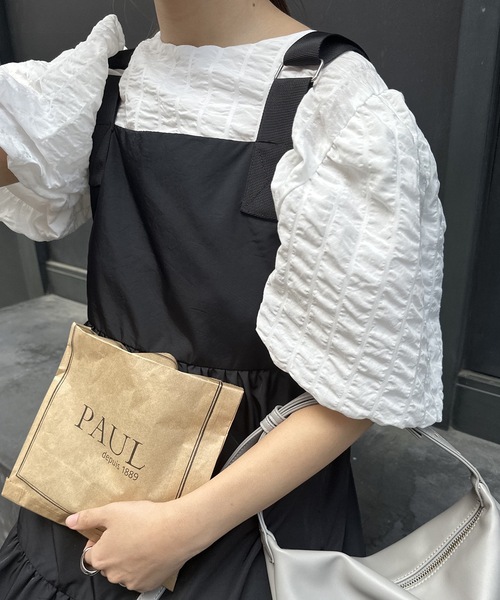 I_am（アイアム）の「ripple puff sleeve tops（Tシャツ/カットソー・レディース・イエロー/ホワイト/ブラック・FREE）」の2枚目の写真