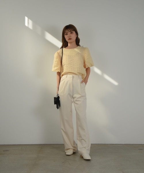 I_am（アイアム）の「ripple puff sleeve tops（Tシャツ/カットソー・レディース・イエロー/ホワイト/ブラック・FREE）」の6枚目の写真