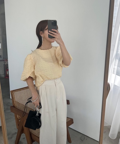 I_am（アイアム）の「ripple puff sleeve tops（Tシャツ/カットソー・レディース・イエロー/ホワイト/ブラック・FREE）」の21枚目の写真