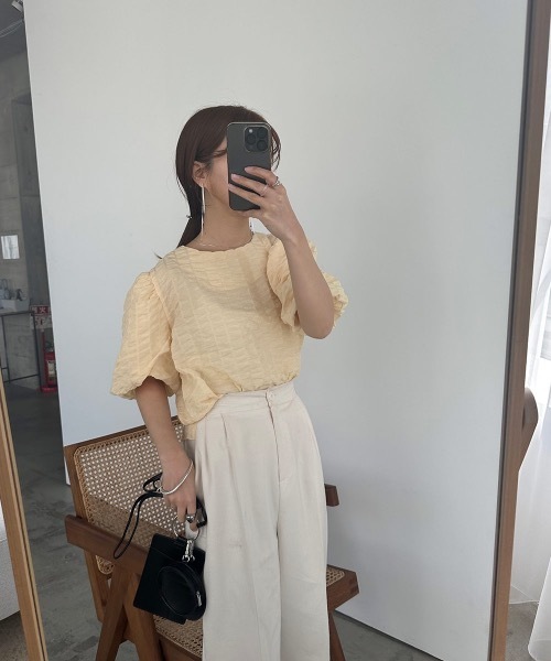 I_am（アイアム）の「ripple puff sleeve tops（Tシャツ/カットソー・レディース・イエロー/ホワイト/ブラック・FREE）」の15枚目の写真