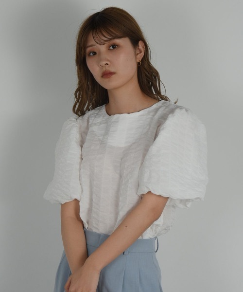 I_am（アイアム）の「ripple puff sleeve tops（Tシャツ/カットソー・レディース・イエロー/ホワイト/ブラック・FREE）」の8枚目の写真
