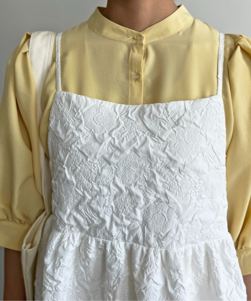 CPCM（シーピーシーエム）の「大柄エンボスギャザー切替キャミワンピース（ワンピース・レディース・オフホワイト/サックスブルー/ブラック・FREE）」の13枚目の写真