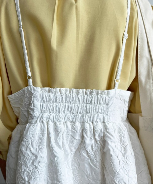 CPCM（シーピーシーエム）の「大柄エンボスギャザー切替キャミワンピース（ワンピース・レディース・オフホワイト/サックスブルー/ブラック・FREE）」の14枚目の写真