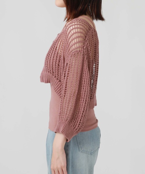 archives（アルシーヴ）の「メッシュニットカーデ×カップ付キャミＳＥＴ（ニット/セーター・レディース・ブラック/ブルーグレー/ピンクベージュ/オフホワイト・MEDIUM）」の17枚目の写真