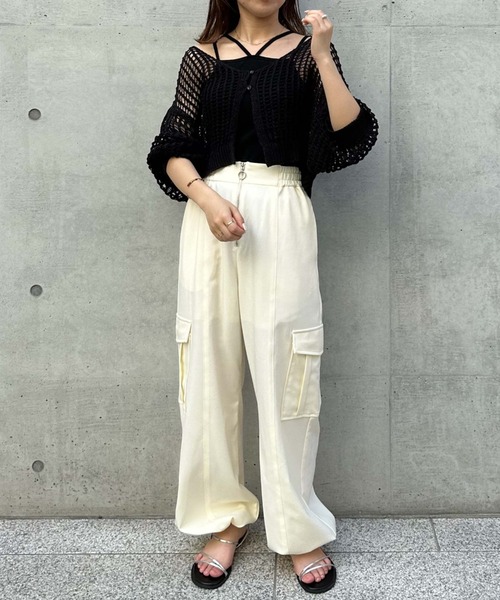 archives（アルシーヴ）の「メッシュニットカーデ×カップ付キャミＳＥＴ（ニット/セーター・レディース・ブラック/ブルーグレー/ピンクベージュ/オフホワイト・MEDIUM）」の12枚目の写真