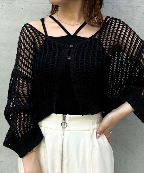 archives（アルシーヴ）の「メッシュニットカーデ×カップ付キャミＳＥＴ（ニット/セーター・レディース・ブラック/ブルーグレー/ピンクベージュ/オフホワイト・MEDIUM）」の20枚目の写真