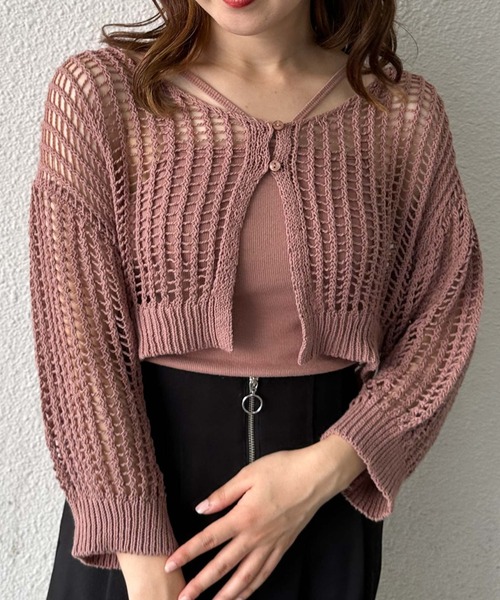 archives（アルシーヴ）の「メッシュニットカーデ×カップ付キャミＳＥＴ（ニット/セーター・レディース・ブラック/ブルーグレー/ピンクベージュ/オフホワイト・MEDIUM）」の19枚目の写真