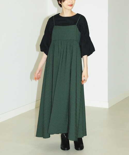 B:MING by BEAMS（ビーミングバイビームス）の「B:MING by BEAMS / ジャガード キャミソール ワンピース（ワンピース・レディース・ブラック/ダークグリーン・SMALL/MEDIUM）」の8枚目の写真