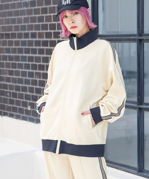 PBLIM（ページボーイリム）の「PBLIM/トラックジャケット（セットアップ・レディース・オフホワイト/ベージュ/ブラック・FREE）」の4枚目の写真
